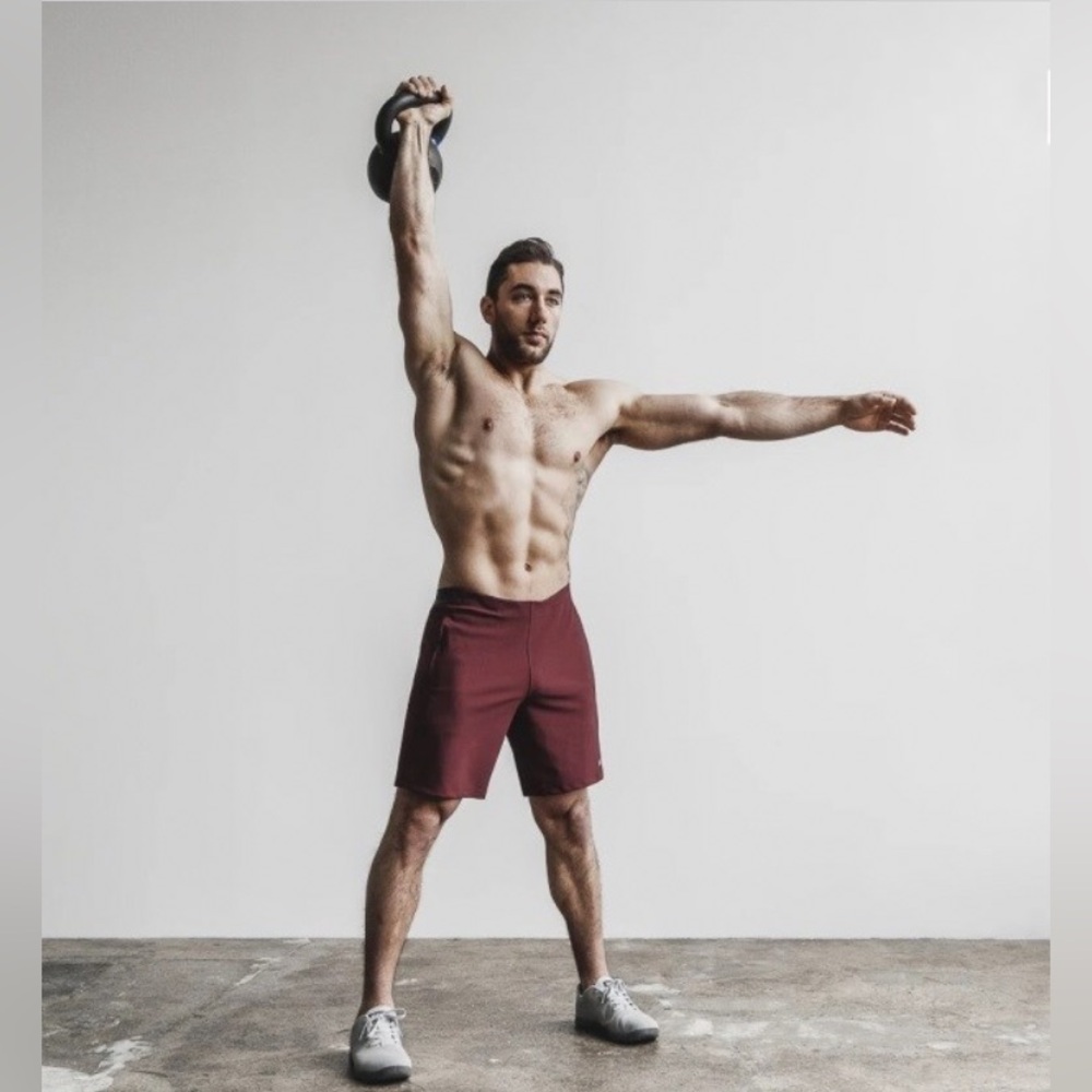 NOBULL Men's Athletic Shorts - Burgundy - Picture 7 of 8